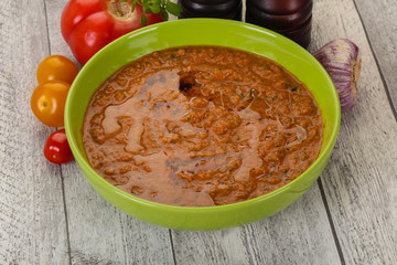 Famous Spanish gazpacho tomato soup