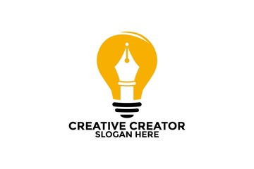 Creative Writer Logo Vector,  Writer Idea logo design template