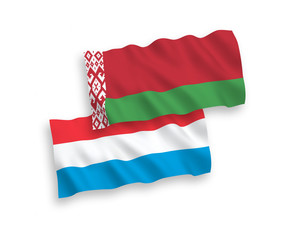 Flags of Belarus and Luxembourg on a white background