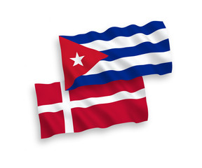 Flags of Denmark and Cuba on a white background