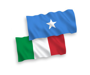 Flags of Italy and Somalia on a white background