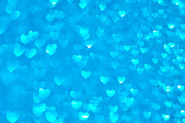 the concept of Valentine's day,blue hearts bokeh as background