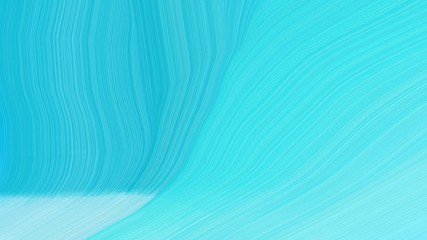 simple colorful elegant curvy swirl waves background design with turquoise, sky blue and pale turquoise color