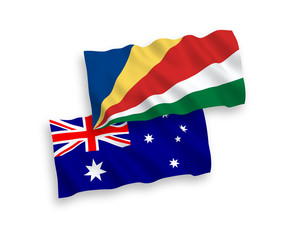 Flags of Australia and Seychelles on a white background