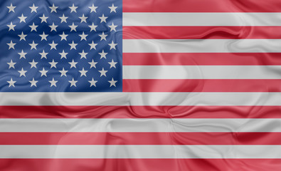 Obraz premium American flag of United States of America- waving flag, silky texture, colourful