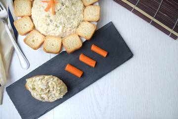 Russian salad and pintxo donostiarra