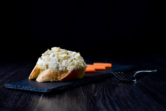 Russian salad and pintxo donostiarra