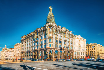 Saint Petersburg, Russia - November 07, 2019:  Famous House in Saint Petersburg-Singer House....