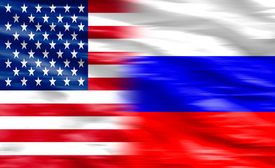 Flag of United States of America and Flag of Russia 