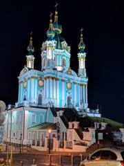 St. Andrew's Church (Kiev, Ukraine) Night Lights of the Old City