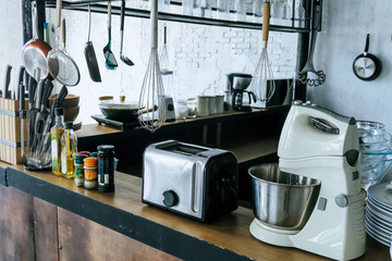 Detail image of kitchen utensils background