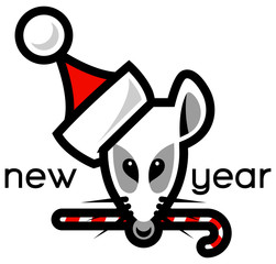 New Year Mouse of Santa Claus Merry Christmas