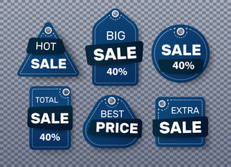 Sale sticker set with pantone color . Modern elements. Big, total, hot, best .Vector