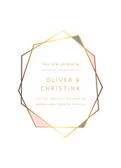 WEDDING Invitations Rose Gold Marble Vector