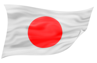 Japanese flag- silky texture, wavy , red and white, white background