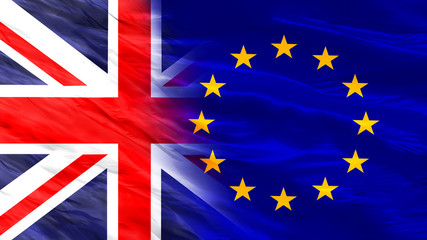 Flag of England, United Kingdom and European Union- brexit