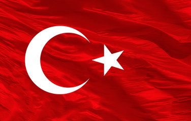 Turkish Flag- waving, white red 