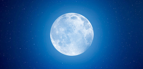 Fototapeta na wymiar Full Blue Moon - blue background 