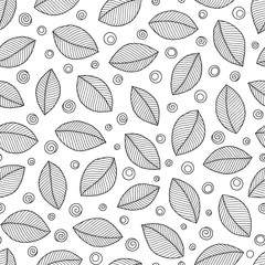 Leaves coloring book pages. Hand drawn artwork.