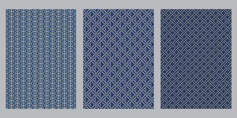 Japanese indigo stencil, diagonal square, weaving abstract background