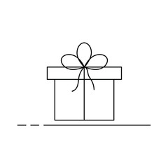 Gift box. Isolated object on a white background. Line icon. Vector illustration.