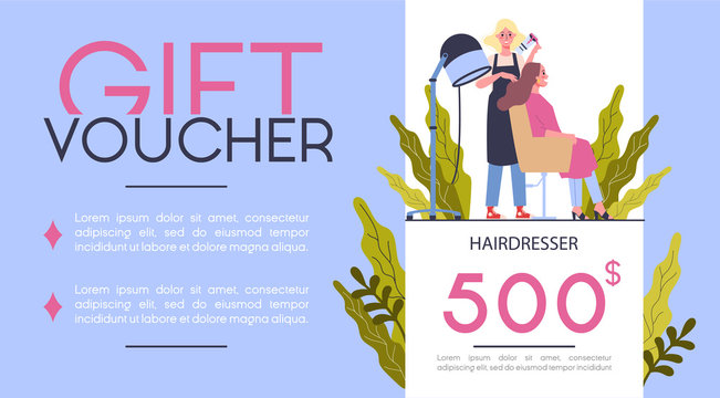 Gift voucher for beauty center concept. Beauty salon voucher for procedure.