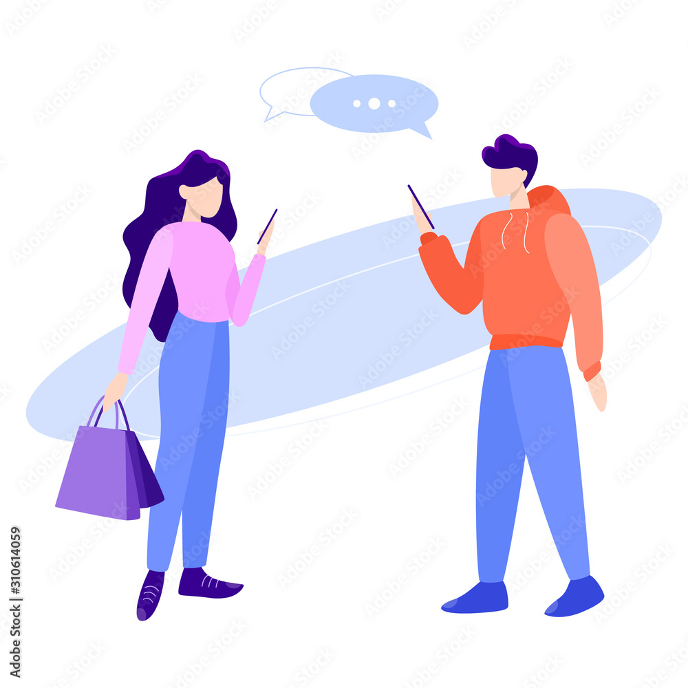 Poster vector illustration of people using different technique device.