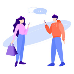 Vector illustration of people using different technique device.