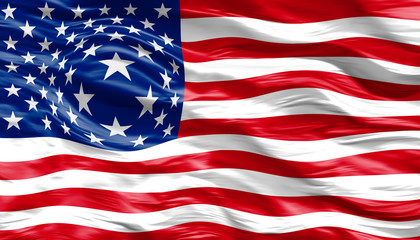 American flag of United States of America-   wavy flag, illustrated