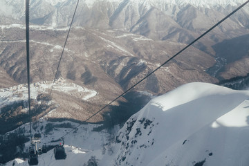 cableway in the mountains snow skiing snowboarding