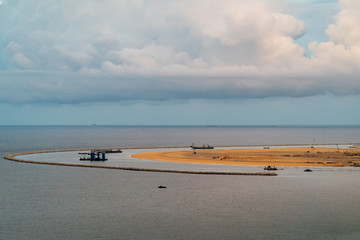 Sandbar of reclaimed land in Colombo Sri Lanka, for future development of the city