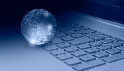 Globe on a keybord- abstract background