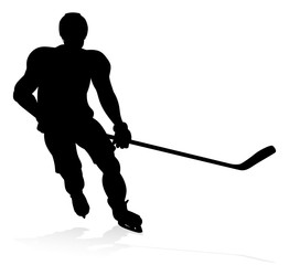 An ice hockey sports player silhouette illustration