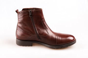 brown leather shoes isolated on white background