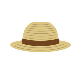 Fototapeta na wymiar Straw hat ( summer vacation, farmer ) vector icon illustration 