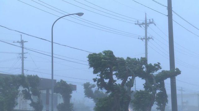 Violent Hurricane Eyewall Winds Lash City - Fitow