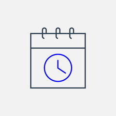 Calendar line icon with clock. Vector design