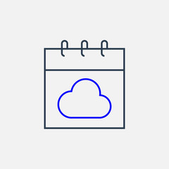Calendar line icon with cloud. Vector design