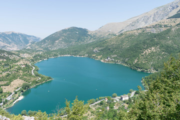 Fototapeta premium View of Lake Scanno - heart-shaped lake