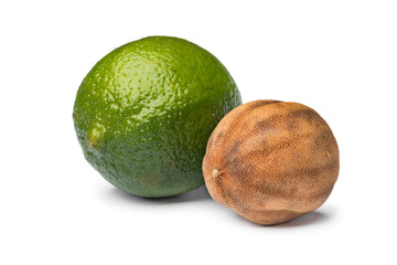 Fresh green and dried whole white limes