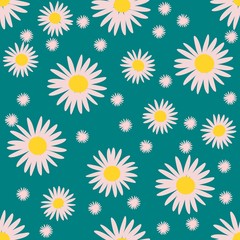 set of  flowers, samless pattern, vector drawing