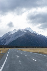 Empty road under the cloudy sky in Mountain cook