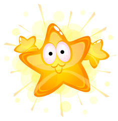 Illustration of a happy star, fireworks