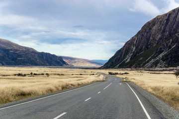 Empty road under the cloudy sky in Mountain cook