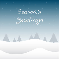 Season s greetings hand lettering with winter background