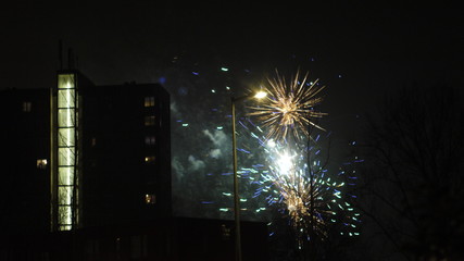 fireworks over city