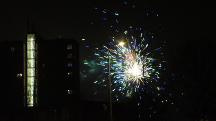fireworks over city