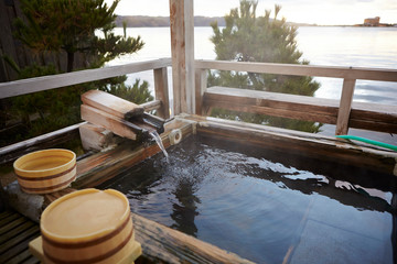 Japanese open air hot spring 