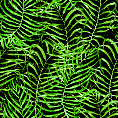 Tropical seamless pattern. Watercolor tangled palm