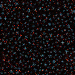 Hand Drawn blue Snowflakes Christmas Seamless Patt